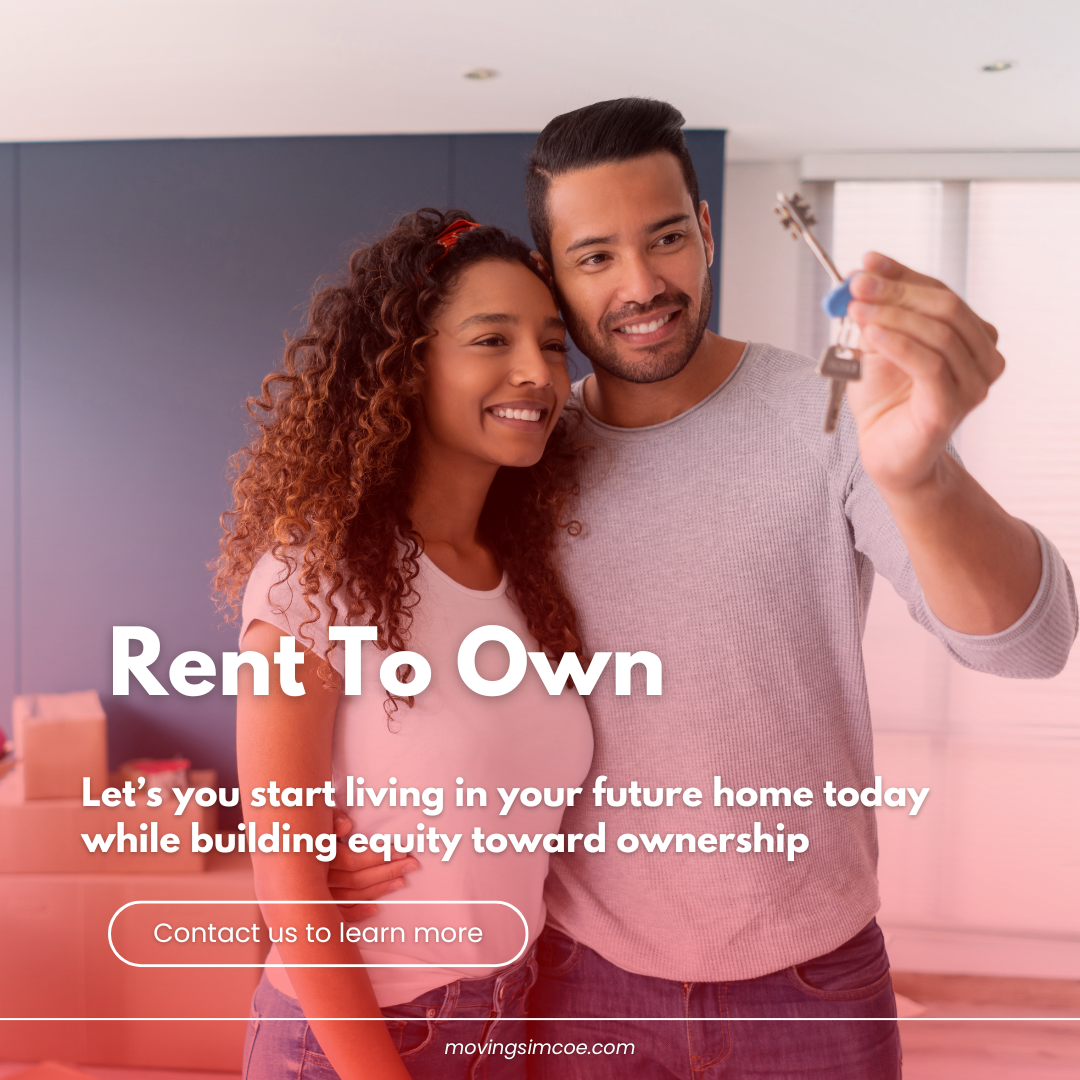 couple standing there holding key as new home owners and rent to own Shannon Murree Group - MovingSimcoe.com team Rent to own