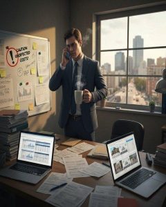 A professional headshot of a licensed Canadian real estate agent with decades of experience, discussing the hidden risks of real estate wholesaling for sellers, including lack of regulation and lowball offers. Promotes safer traditional selling methods